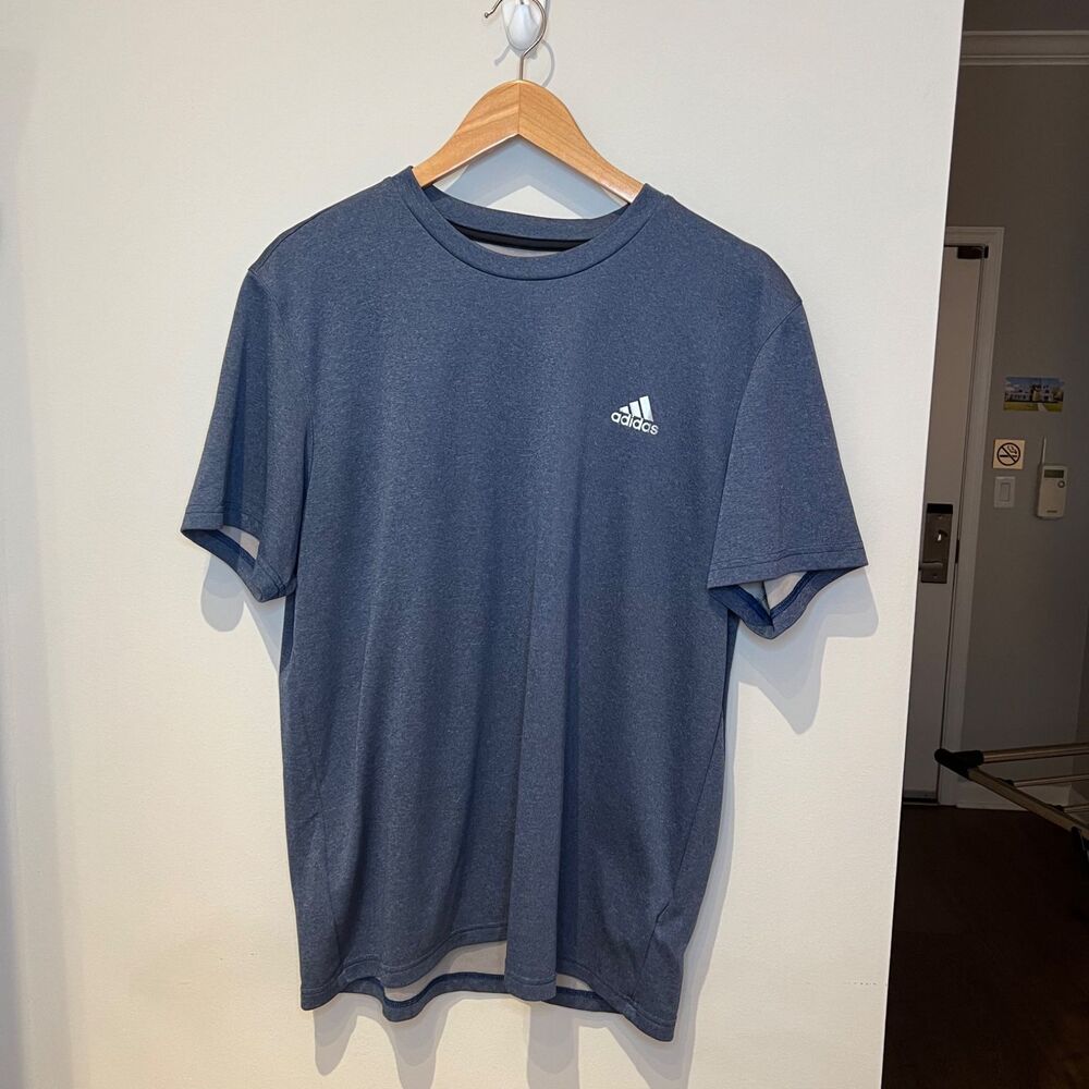 Adidas Men's Short Sleeve Workout T-shirt - Blue- Size L